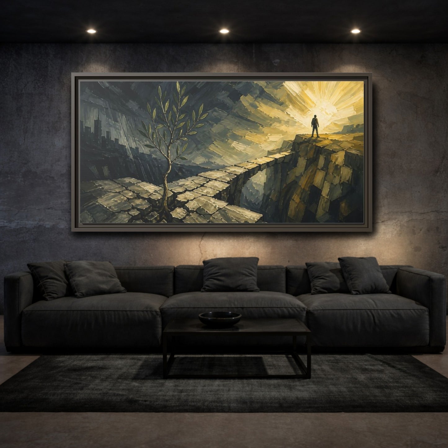 Mockup 3. Motivation: Young Tree shown as framed canvas print