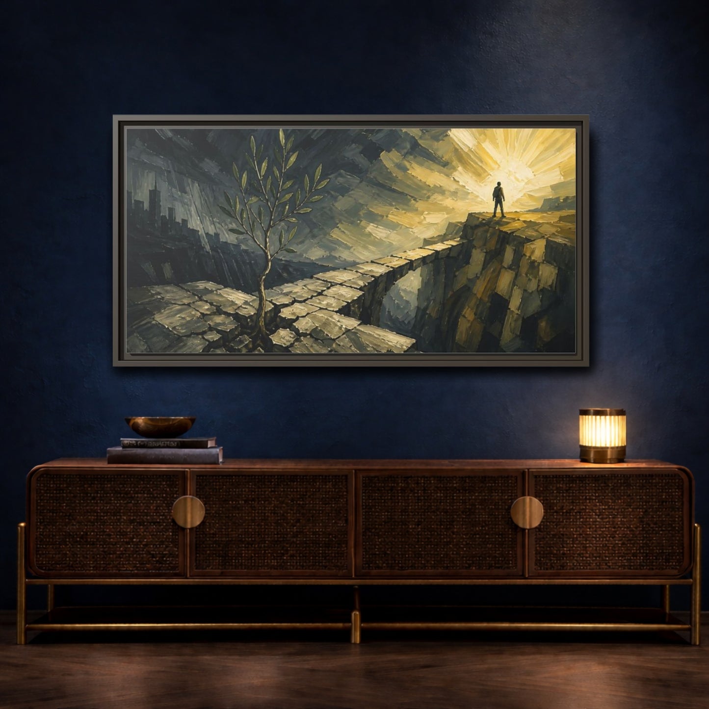 Mockup 4. Motivation: Young Tree shown as framed canvas print