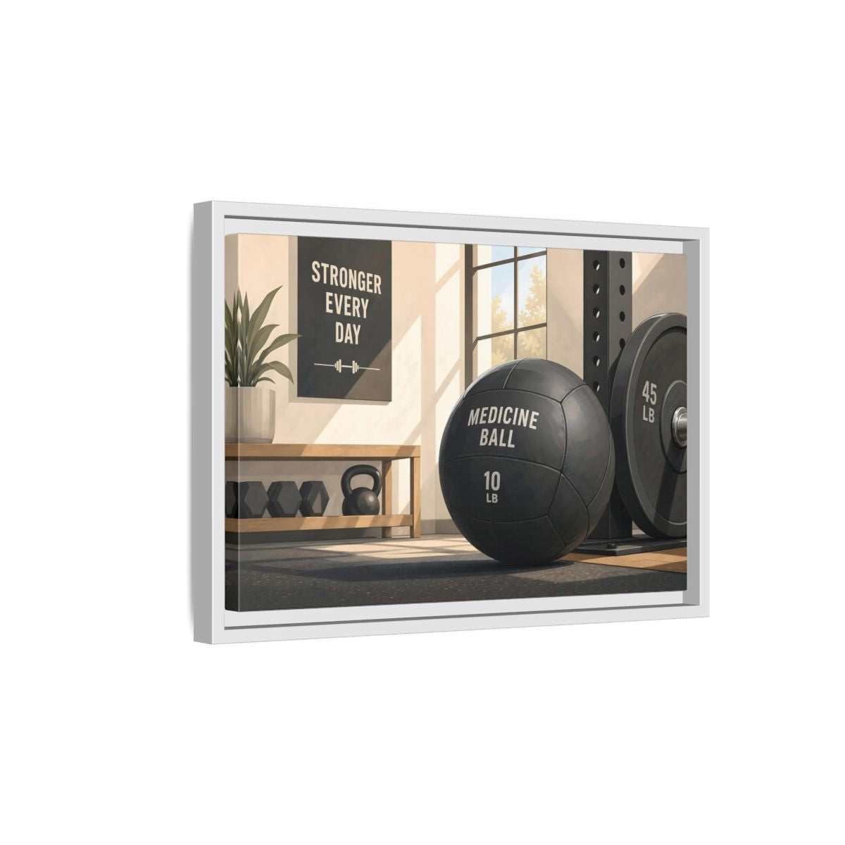 Side Mockup 4. Motivational Gym Corner shown as framed canvas print