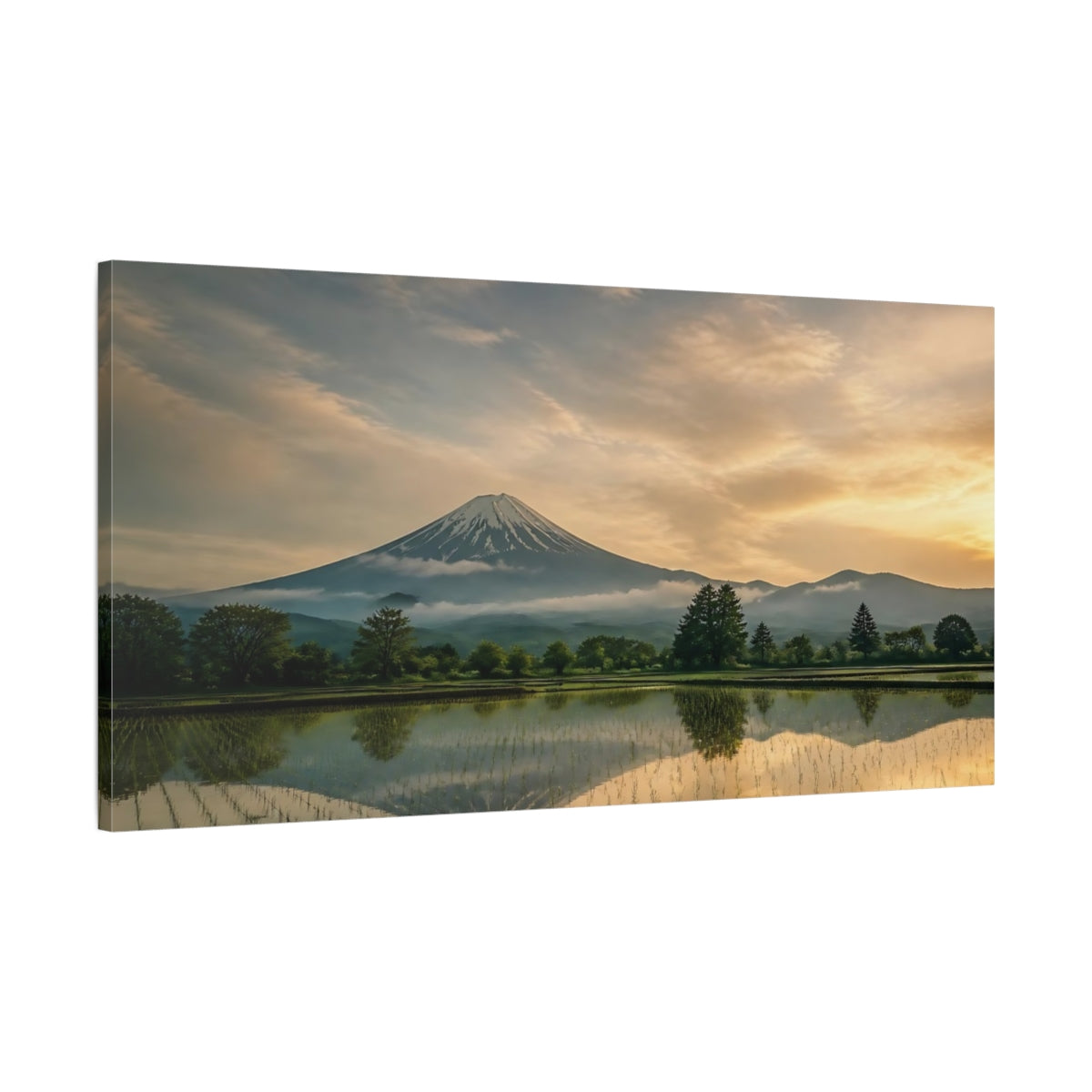 Main Mockup. Mount Fuji Golden Reflection shown as canvas print