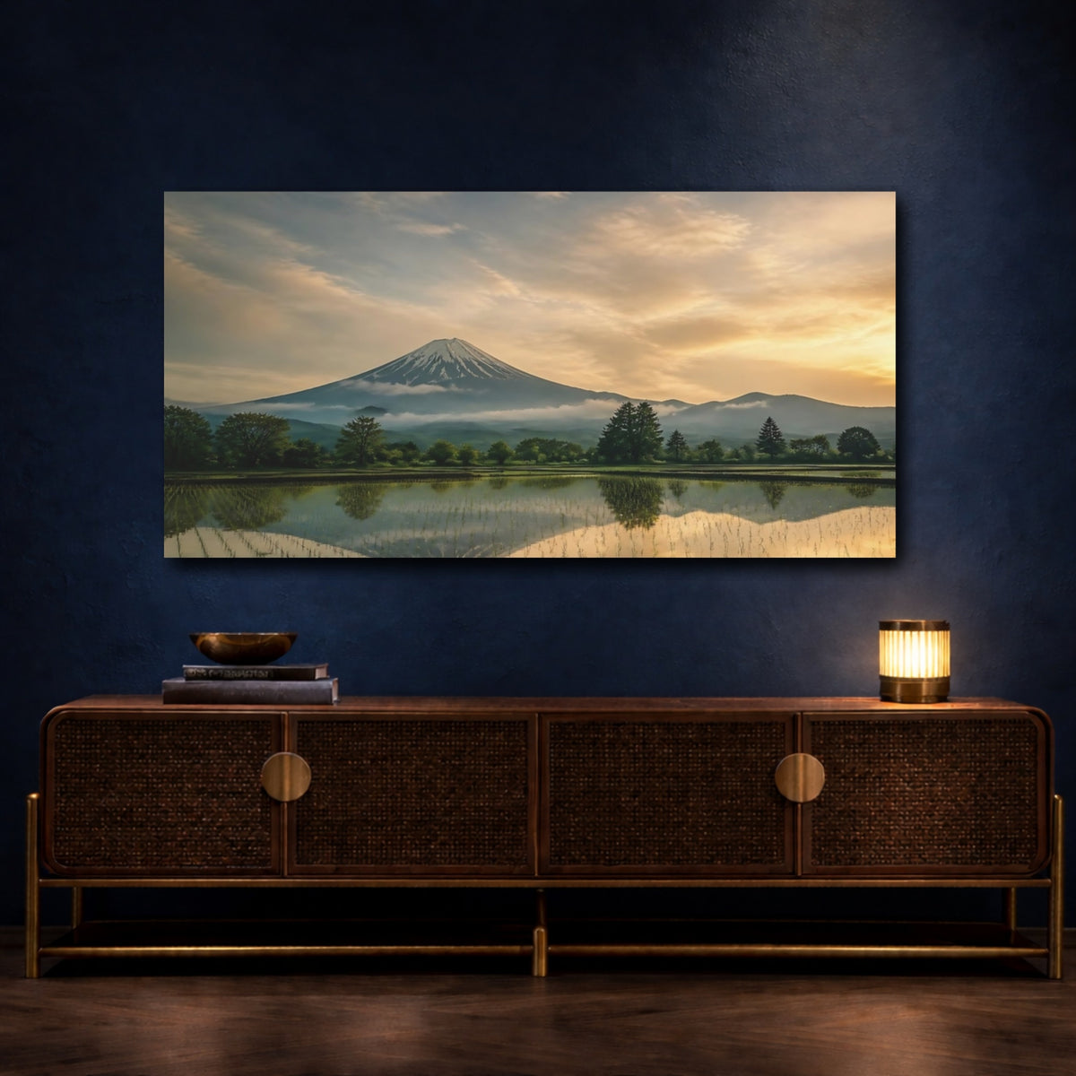 Mockup 4. Mount Fuji Golden Reflection shown as canvas print