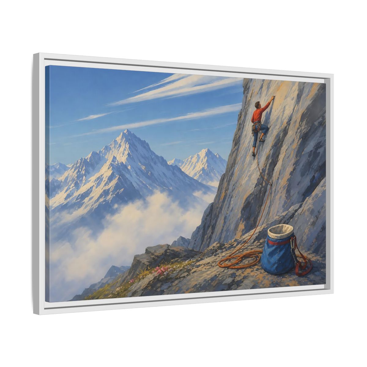 Side Mockup 10. Mountain Ascent shown as framed canvas print