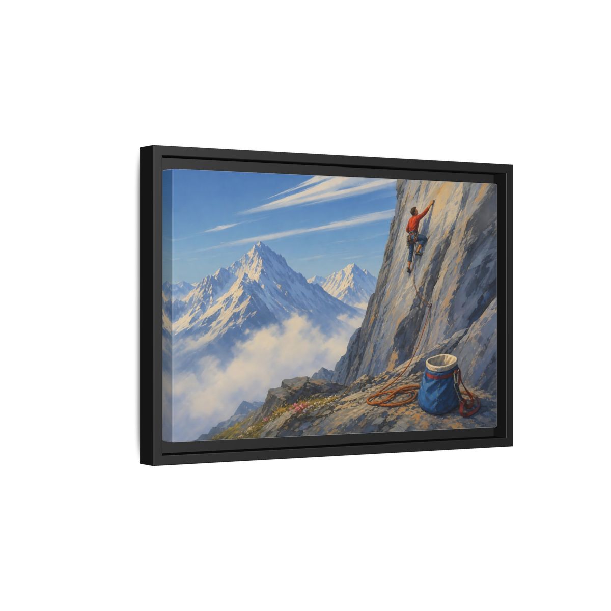 Side Mockup 6. Mountain Ascent shown as framed canvas print