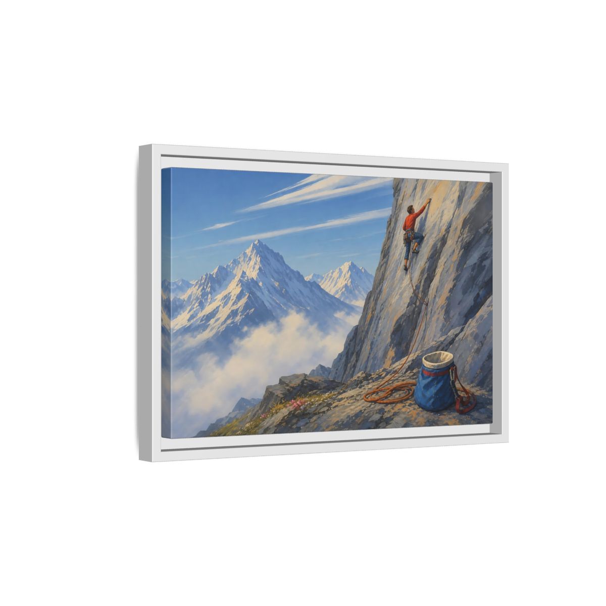 Side Mockup 4. Mountain Ascent shown as framed canvas print