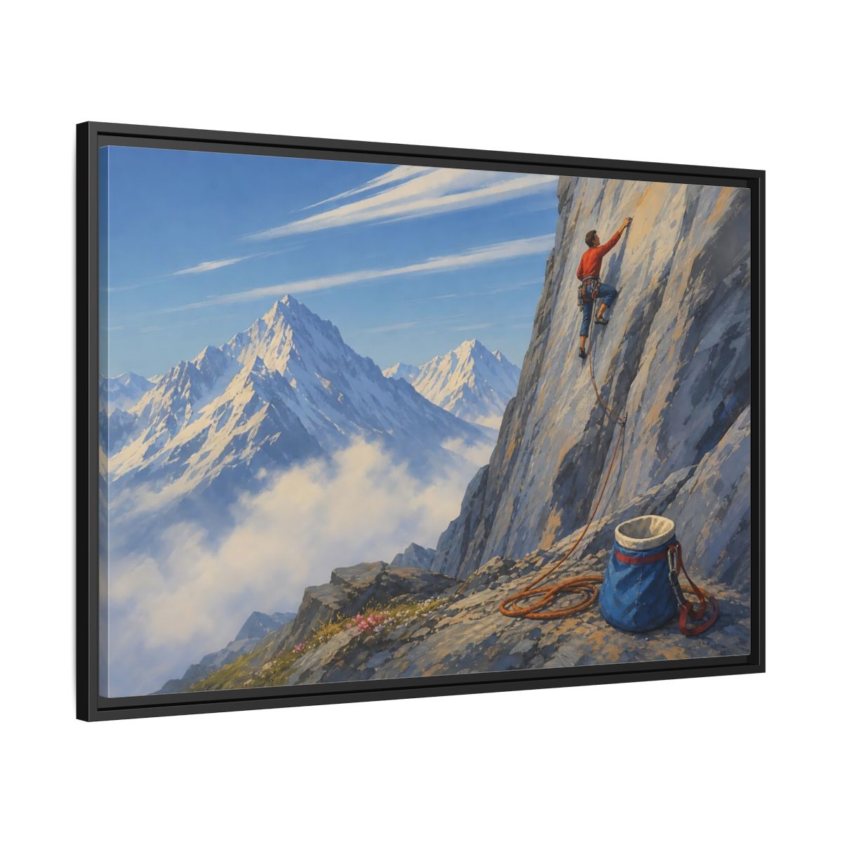 Side Mockup 13. Mountain Ascent shown as framed canvas print