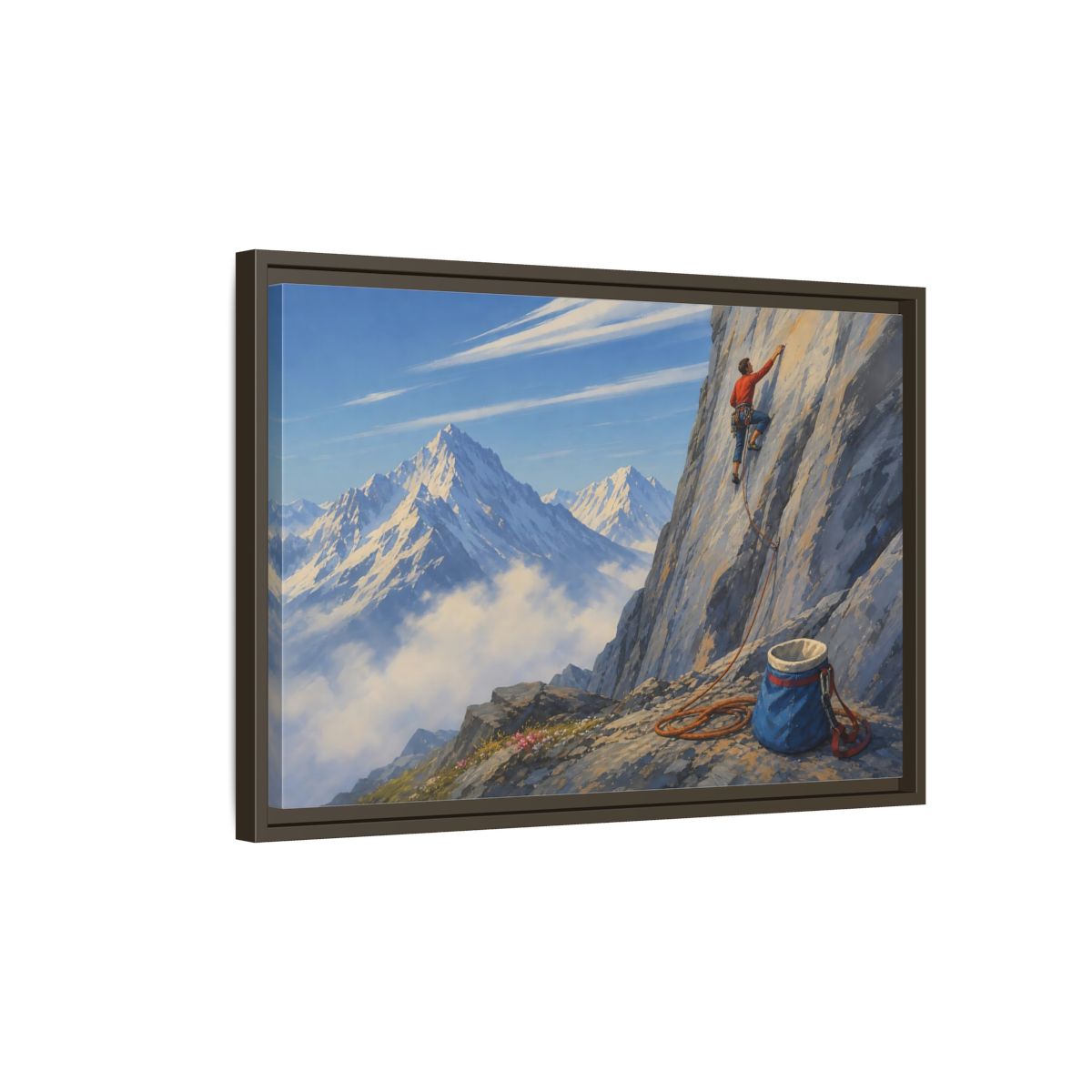 Side Mockup 2. Mountain Ascent shown as framed canvas print