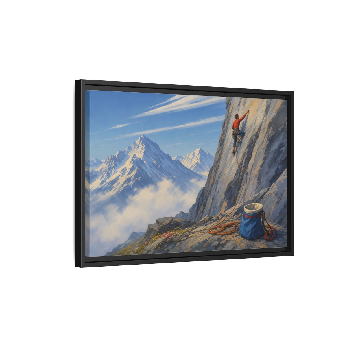 Side Mockup 3. Mountain Ascent shown as framed canvas print
