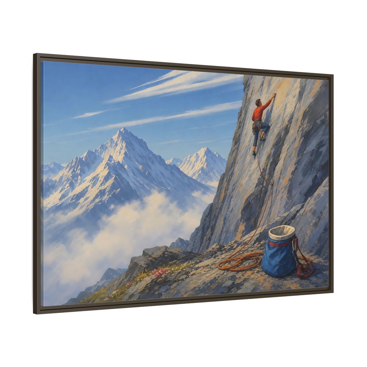 Side Mockup 8. Mountain Ascent shown as framed canvas print