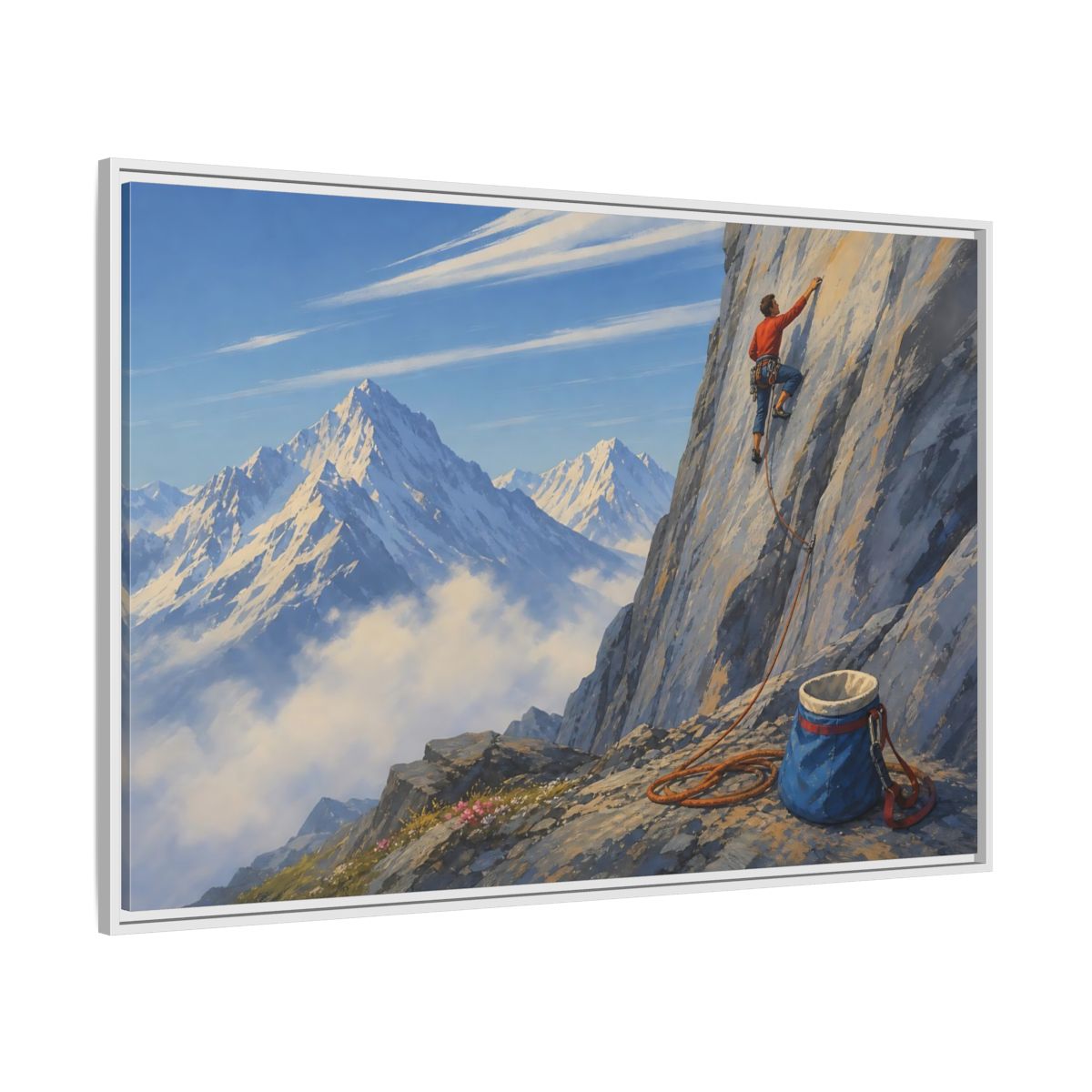 Side Mockup 7. Mountain Ascent shown as framed canvas print