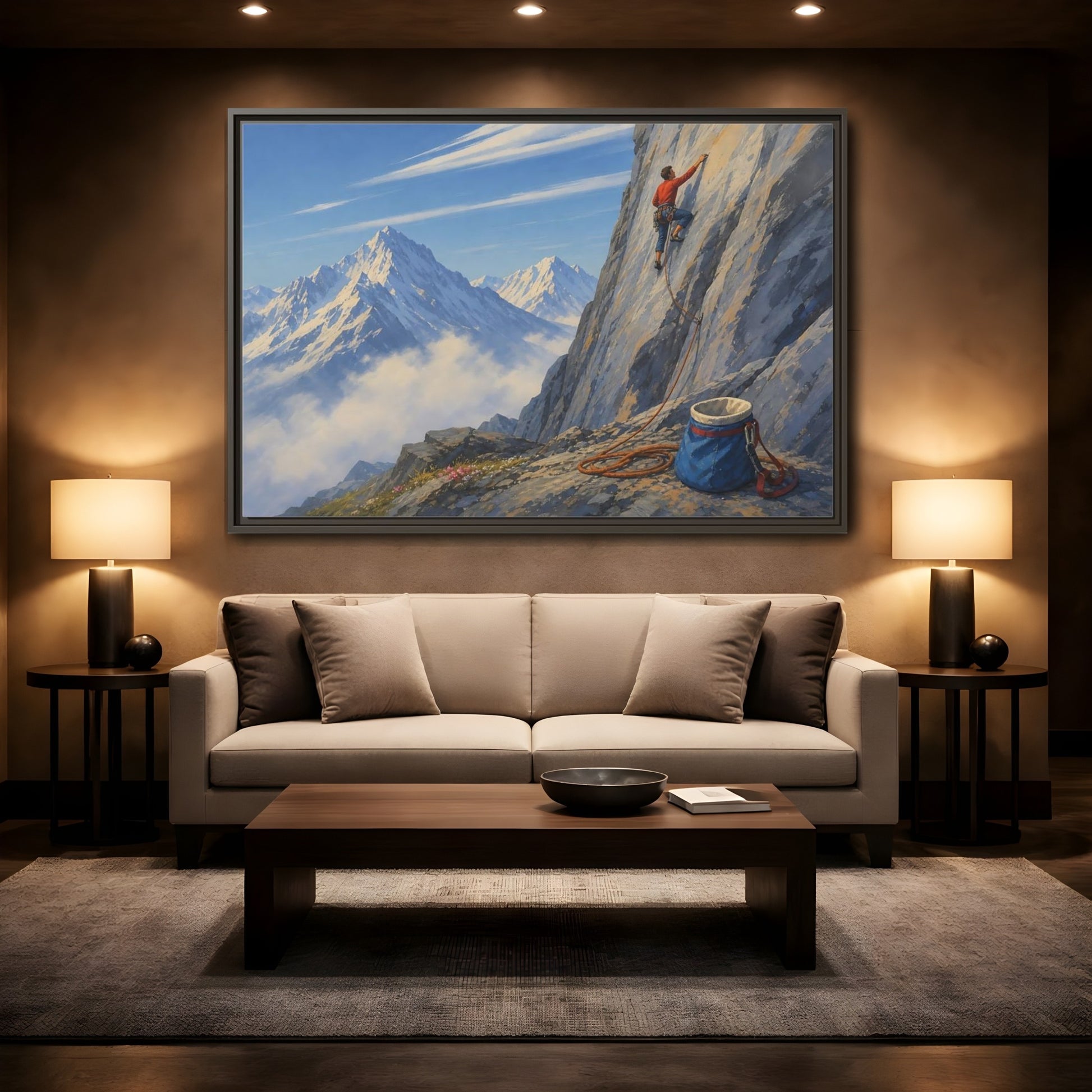 Mockup 2. Mountain Ascent shown as framed canvas print