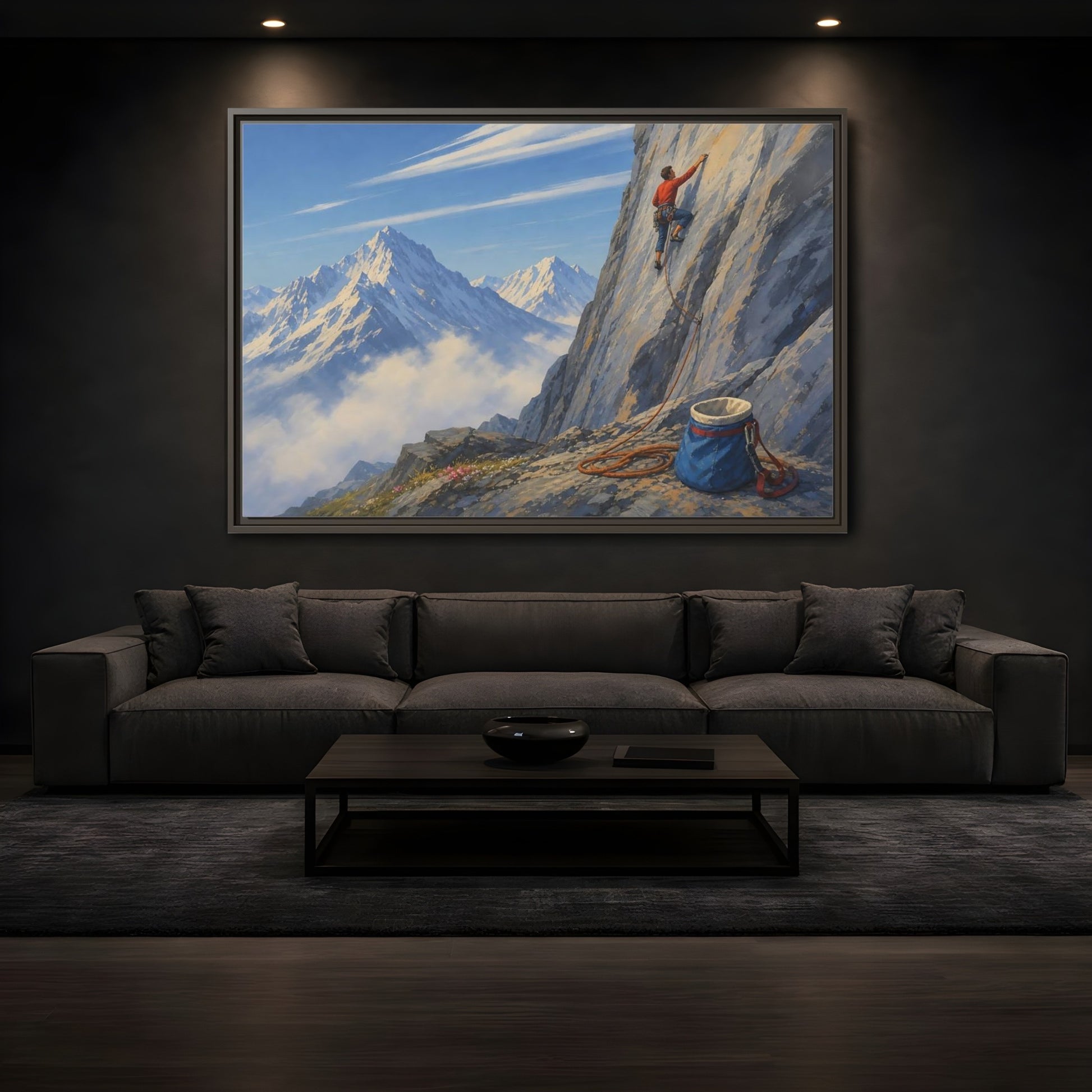 Mockup 3. Mountain Ascent shown as framed canvas print