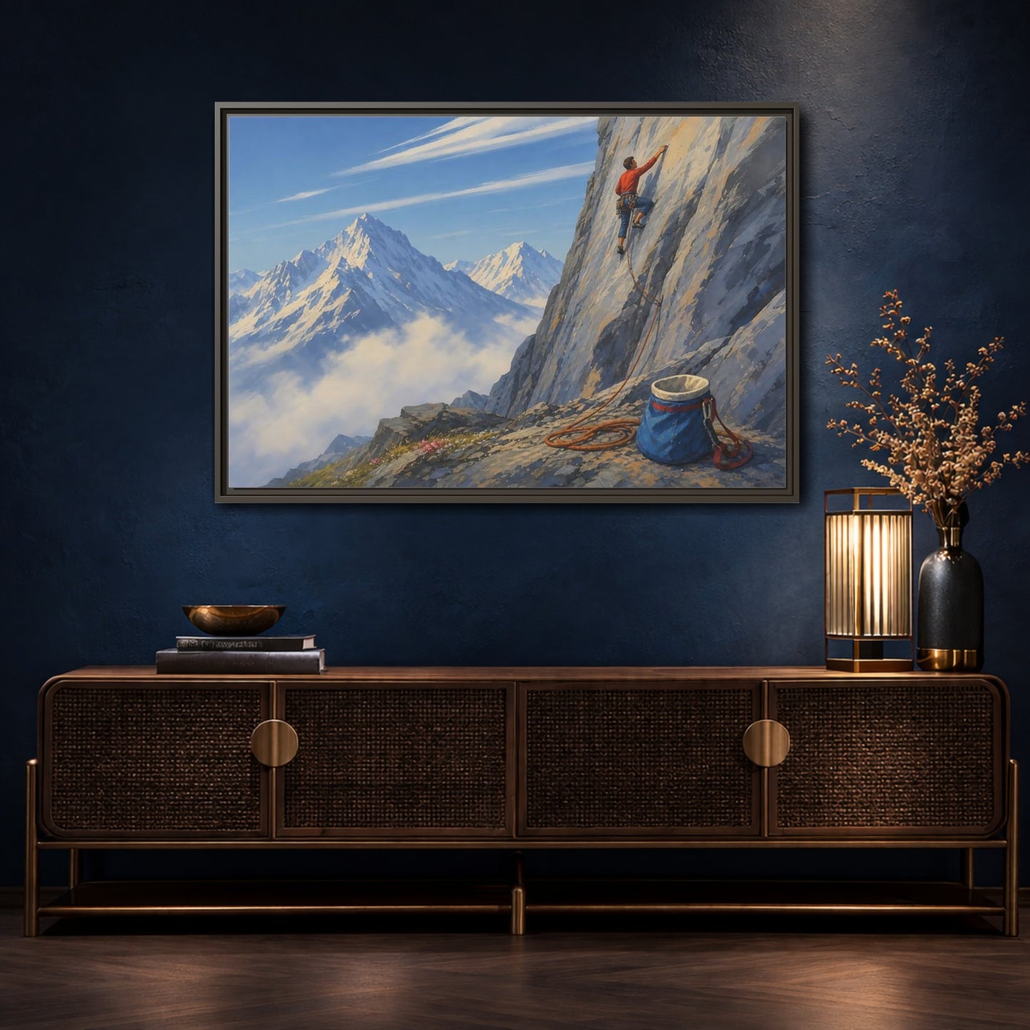 Mockup 4. Mountain Ascent shown as framed canvas print