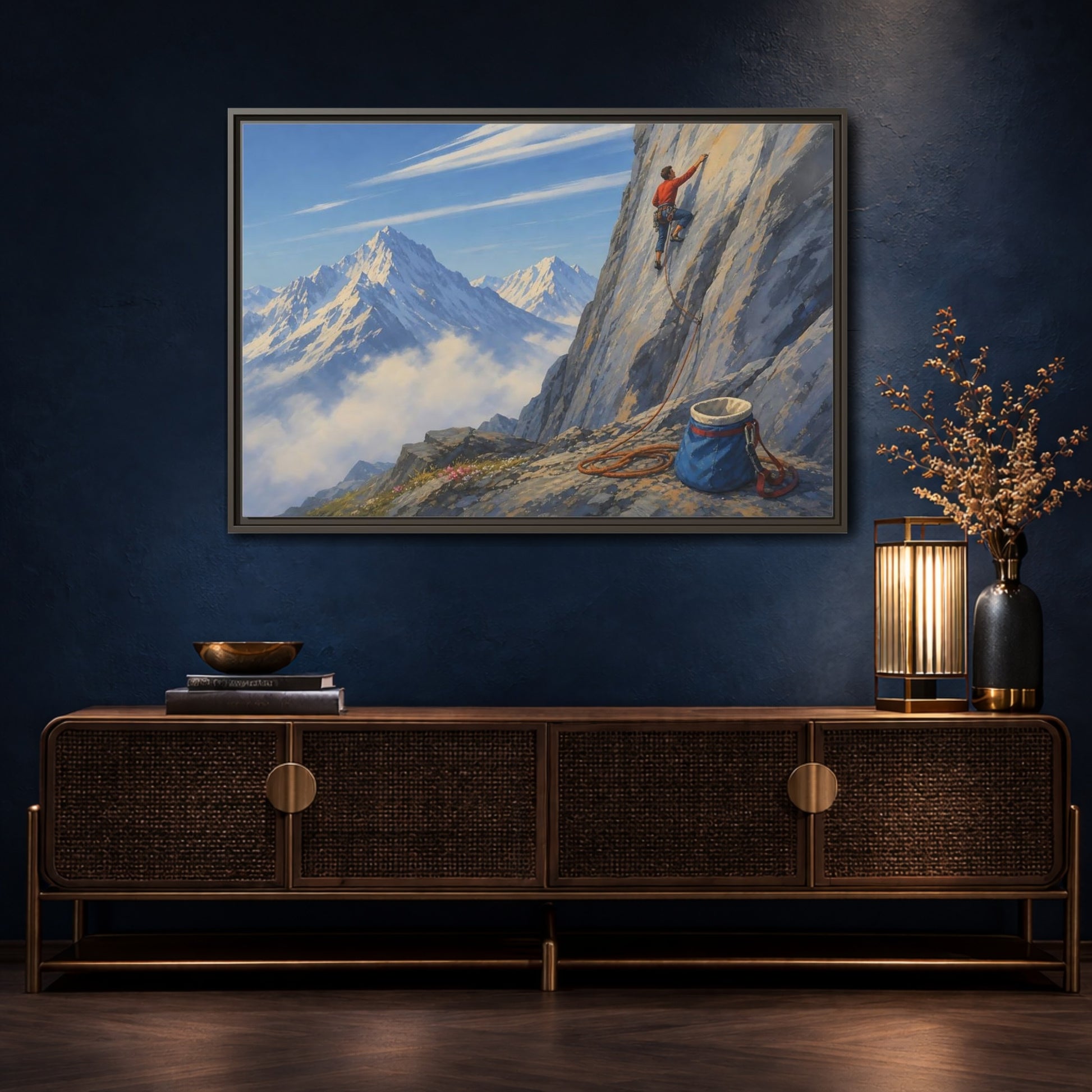 Mockup 4. Mountain Ascent shown as framed canvas print