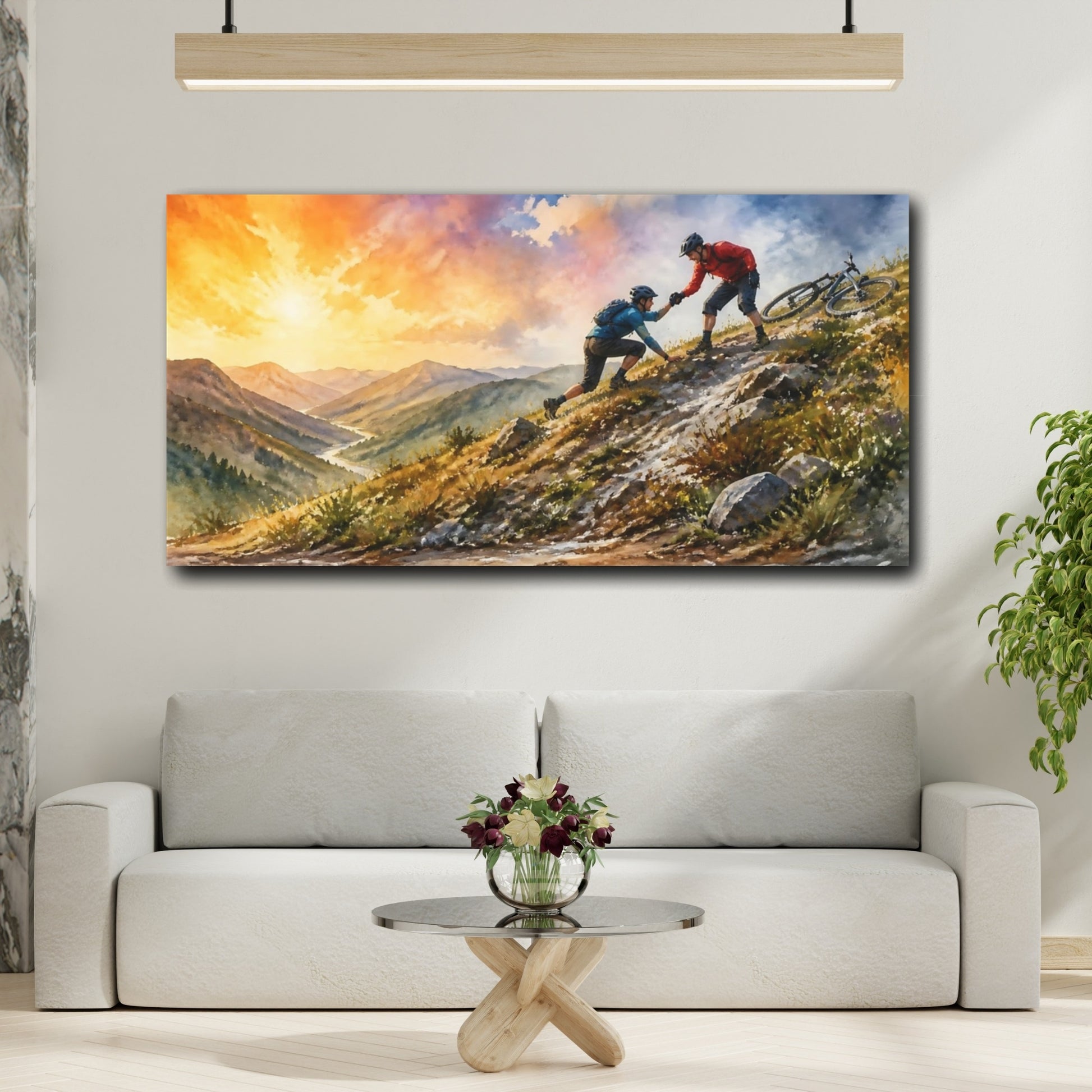 Mockup 2. Mountain Bikers Motivation shown as canvas print