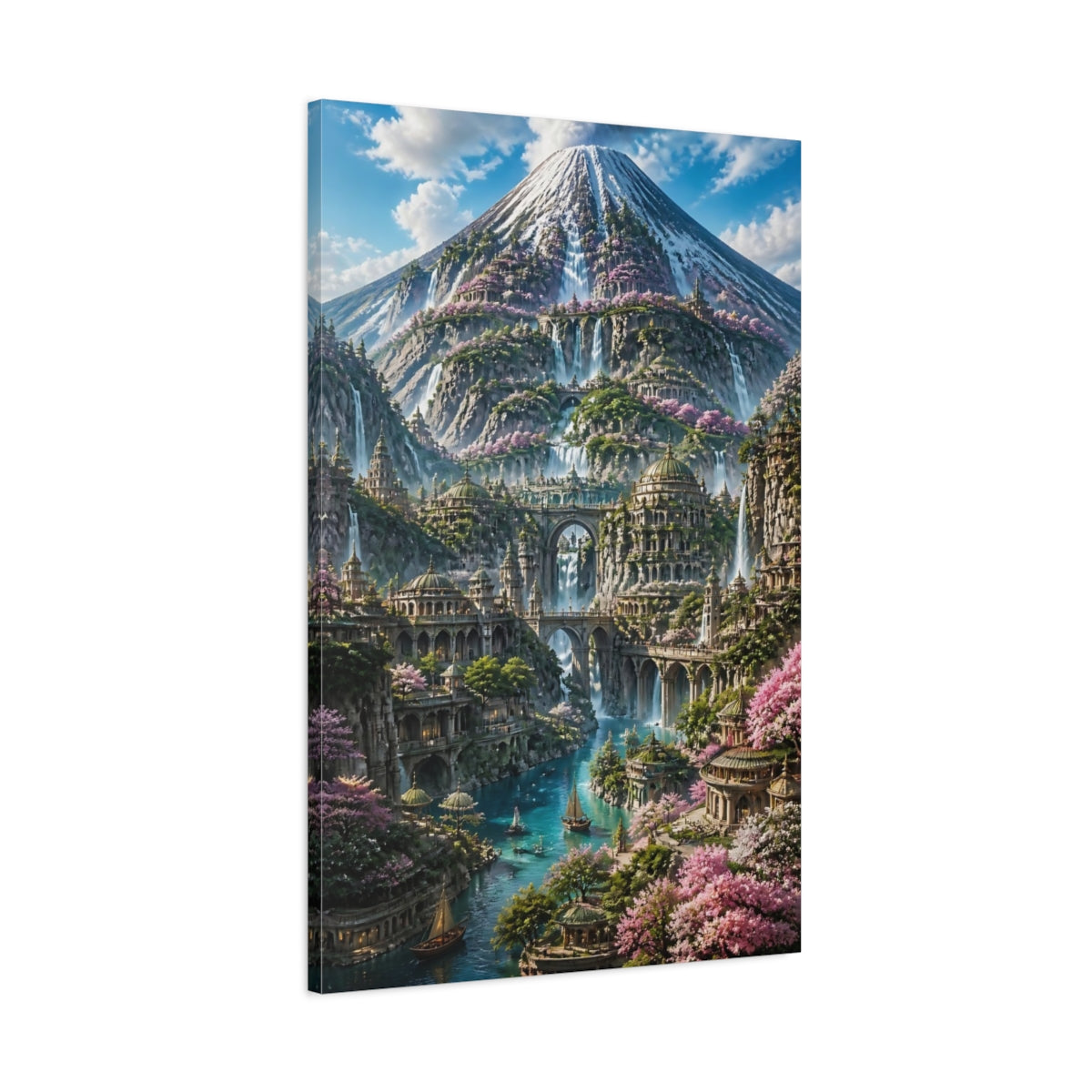 Main Mockup. Mountain City Of Waterfalls shown as canvas print