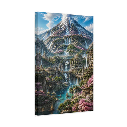 Side Mockup 3. Mountain City Of Waterfalls shown as canvas print