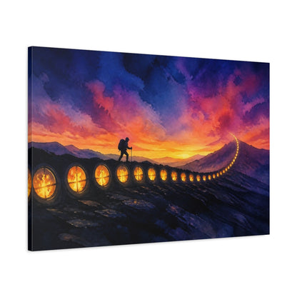 Main Mockup. Mountain Hiker Motivation shown as canvas print