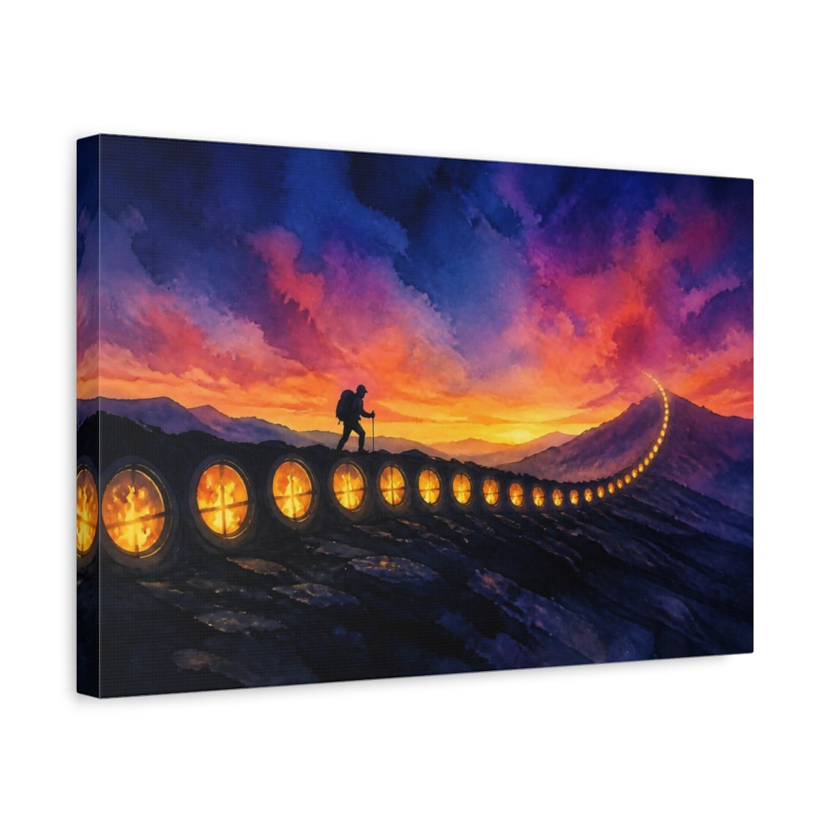 Side Mockup 4. Mountain Hiker Motivation shown as canvas print