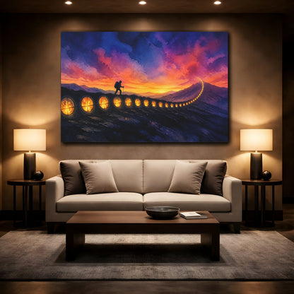 Mockup 2. Mountain Hiker Motivation shown as canvas print