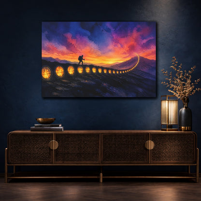 Mockup 4. Mountain Hiker Motivation shown as canvas print