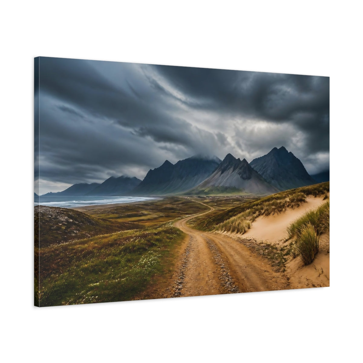 Main Mockup. Mountain Landscape Road shown as canvas print