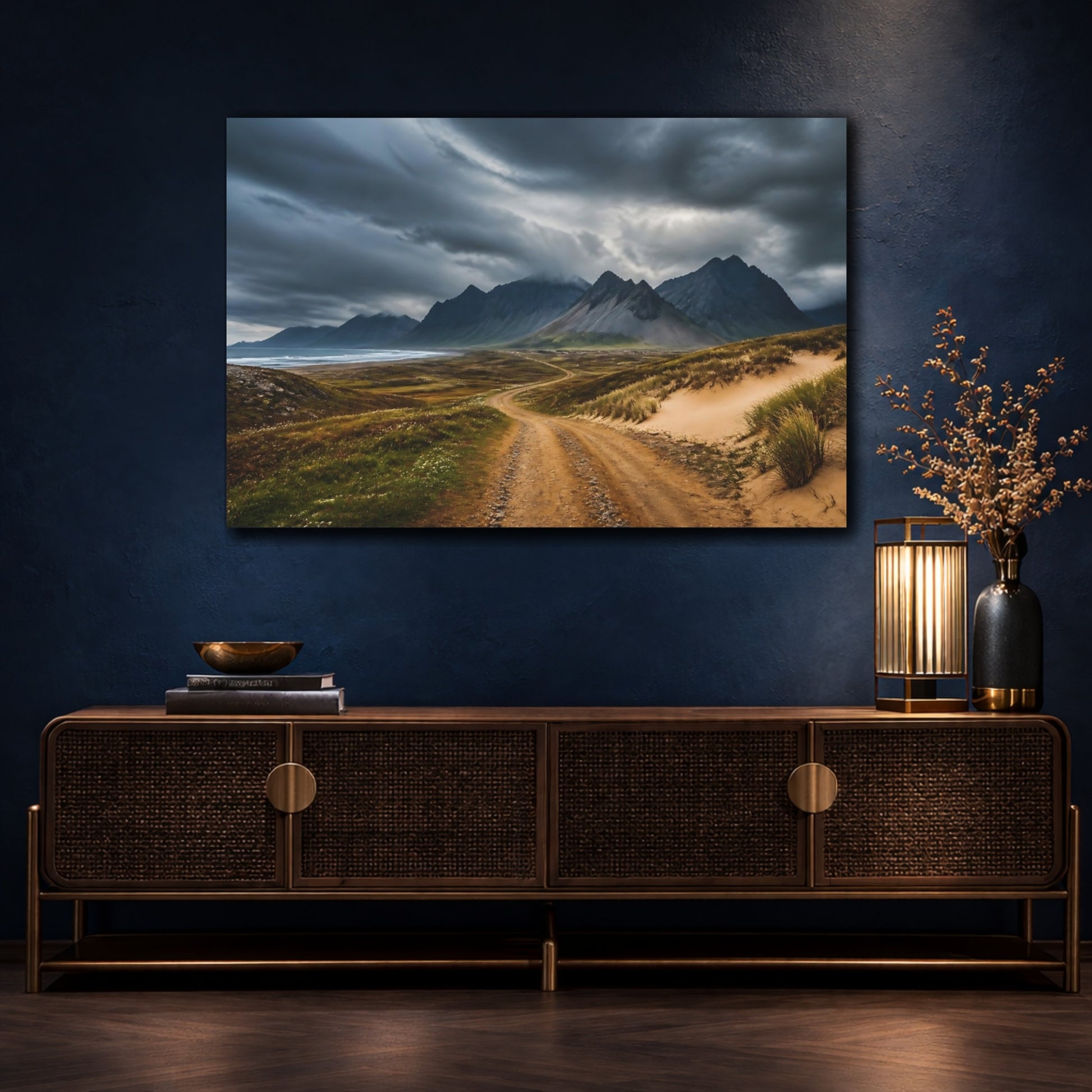 Mockup 4. Mountain Landscape Road shown as canvas print