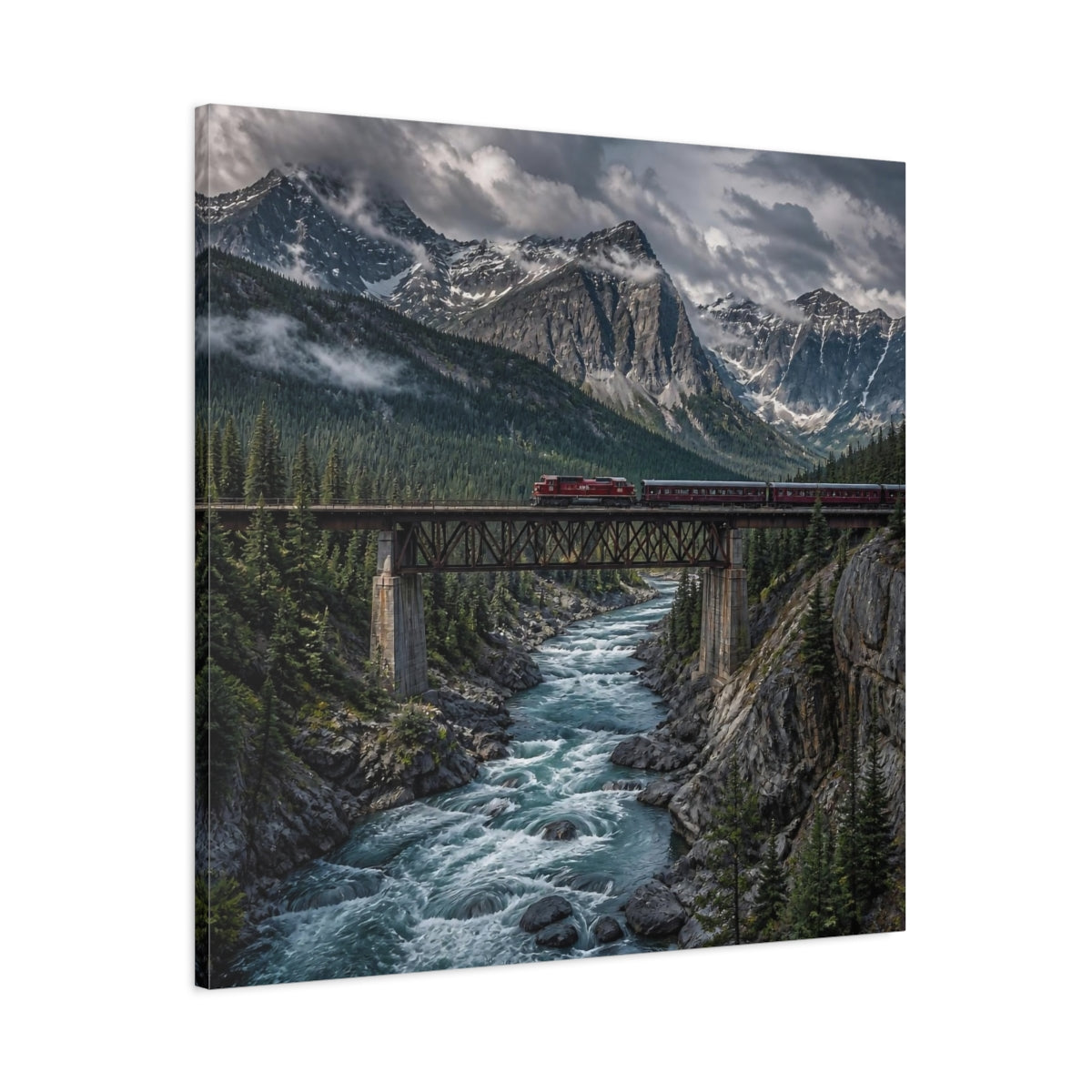 Main Mockup. Mountain Landscape With Train shown as canvas print