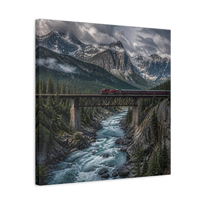 Side Mockup 5. Mountain Landscape With Train shown as canvas print