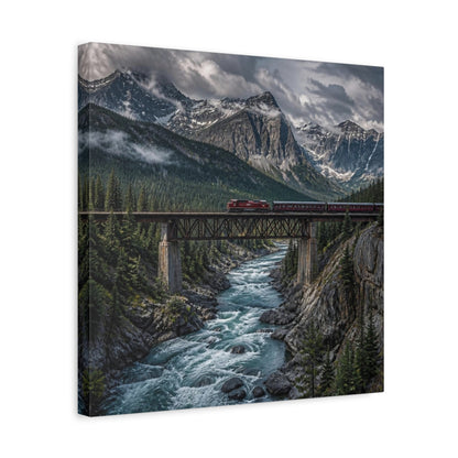 Side Mockup 6. Mountain Landscape With Train shown as canvas print