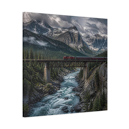 Side Mockup 3. Mountain Landscape With Train shown as canvas print