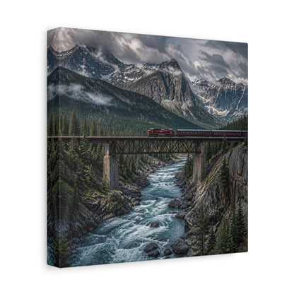 Side Mockup 9. Mountain Landscape With Train shown as canvas print
