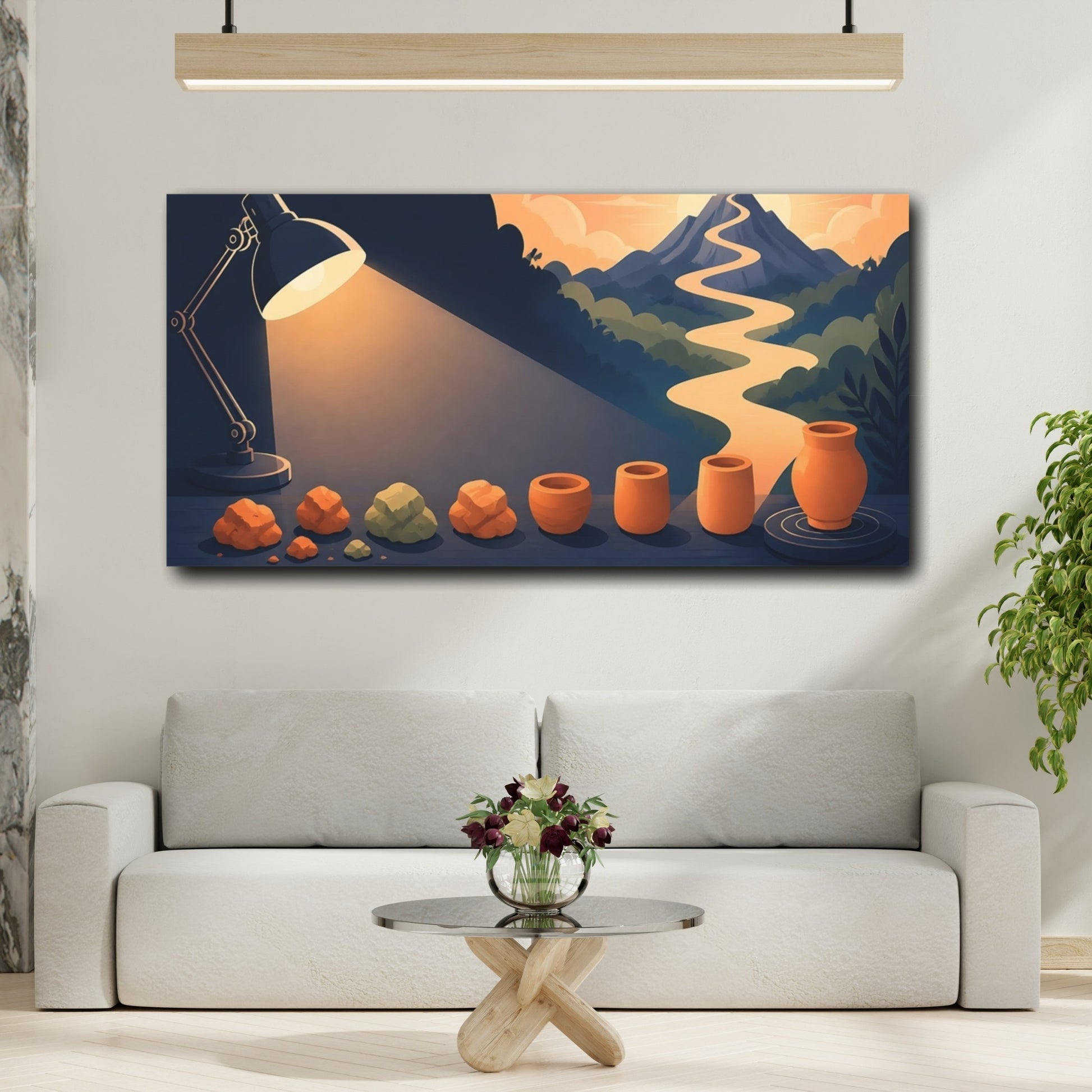 Mockup 2. Mountain Path Motivation shown as canvas print