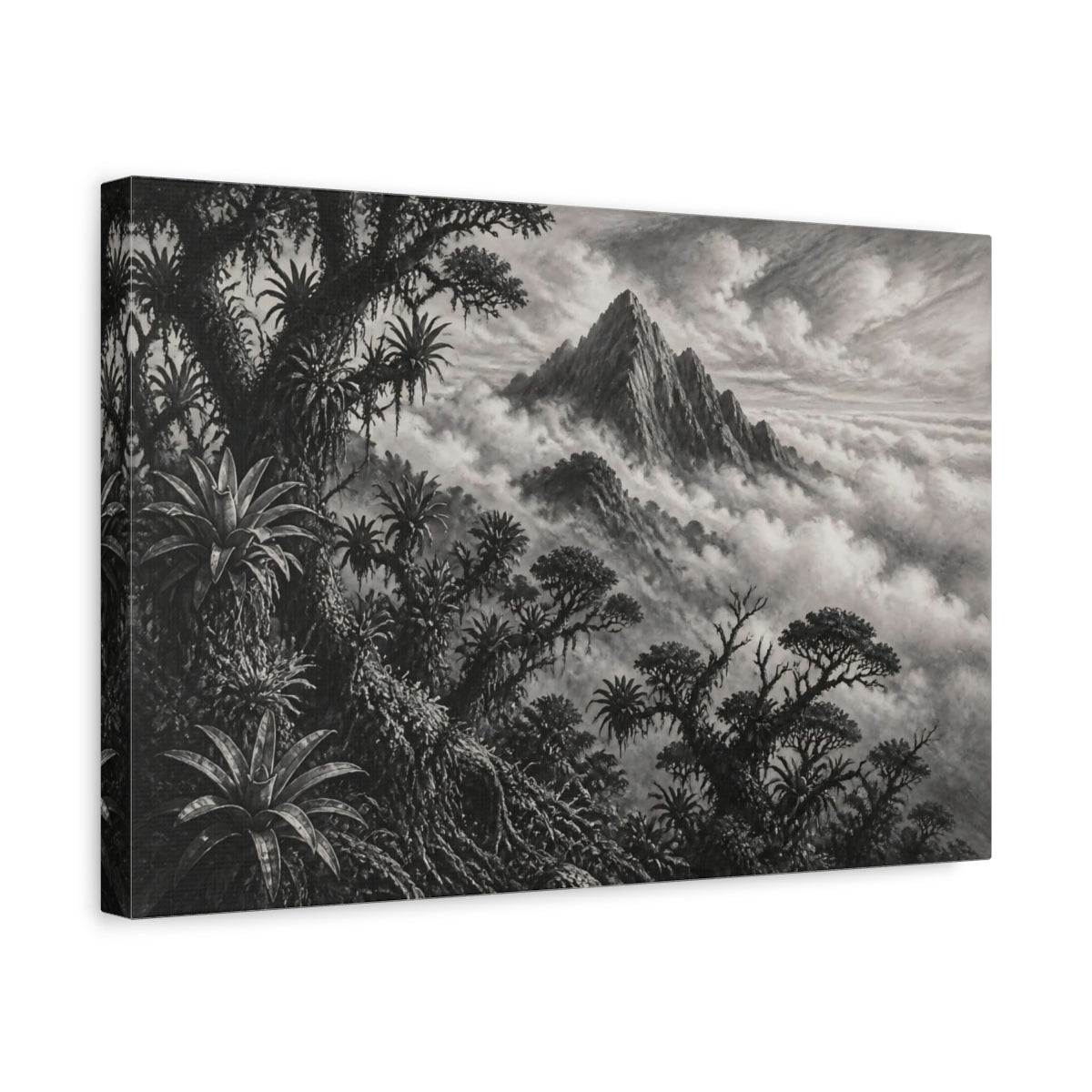 Side Mockup 4. Mountain Peak Landscape shown as canvas print
