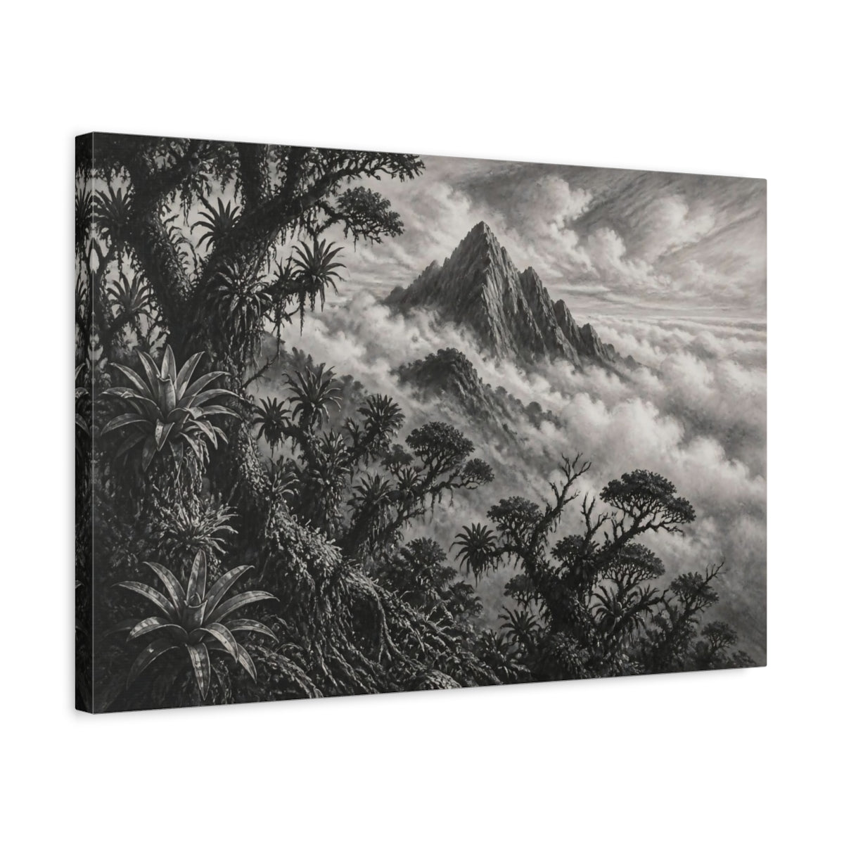 Side Mockup 3. Mountain Peak Landscape shown as canvas print