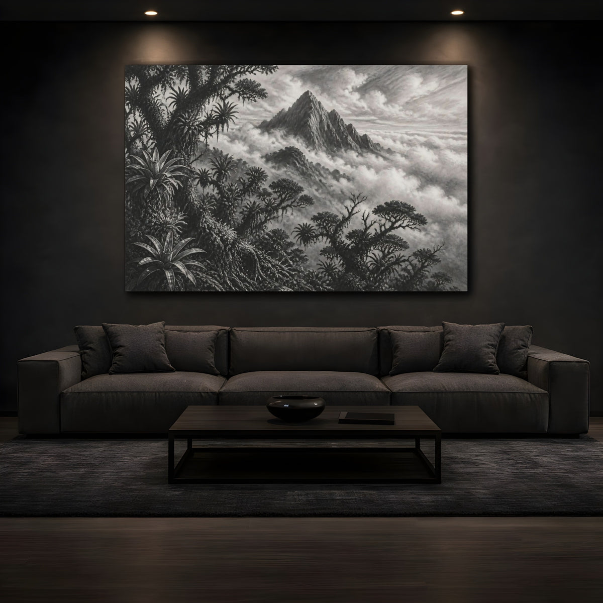 Mockup 3. Mountain Peak Landscape shown as canvas print