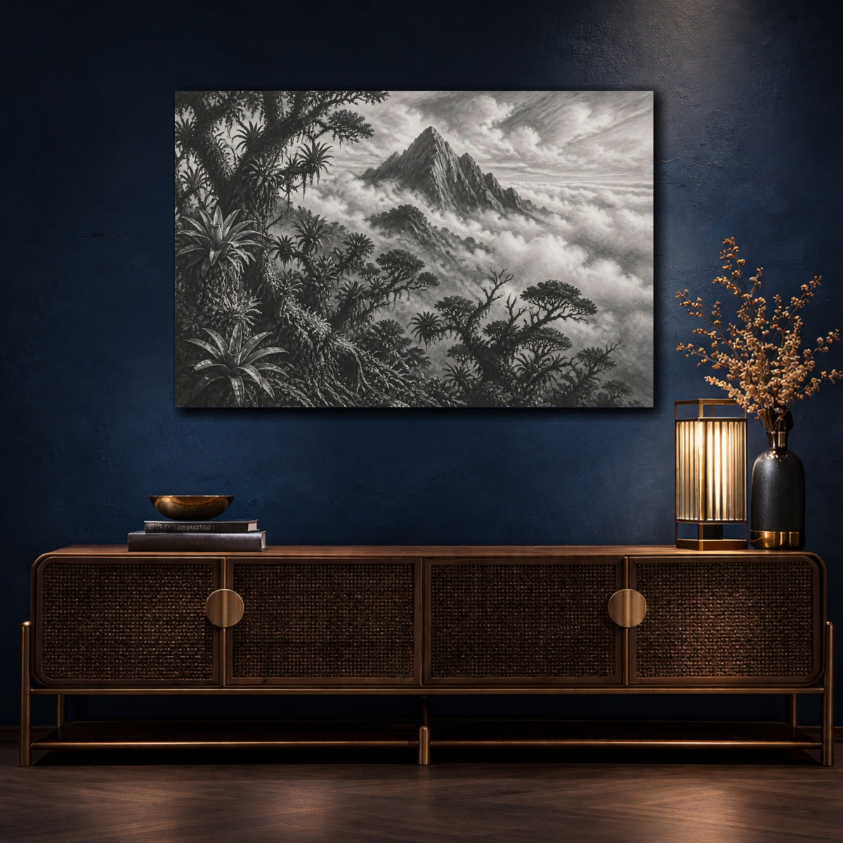 Mockup 4. Mountain Peak Landscape shown as canvas print