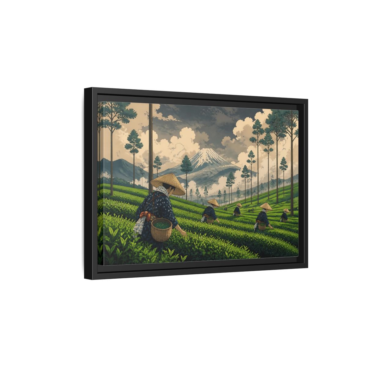 Side Mockup 6. Mountain Tea Harvest shown as framed canvas print