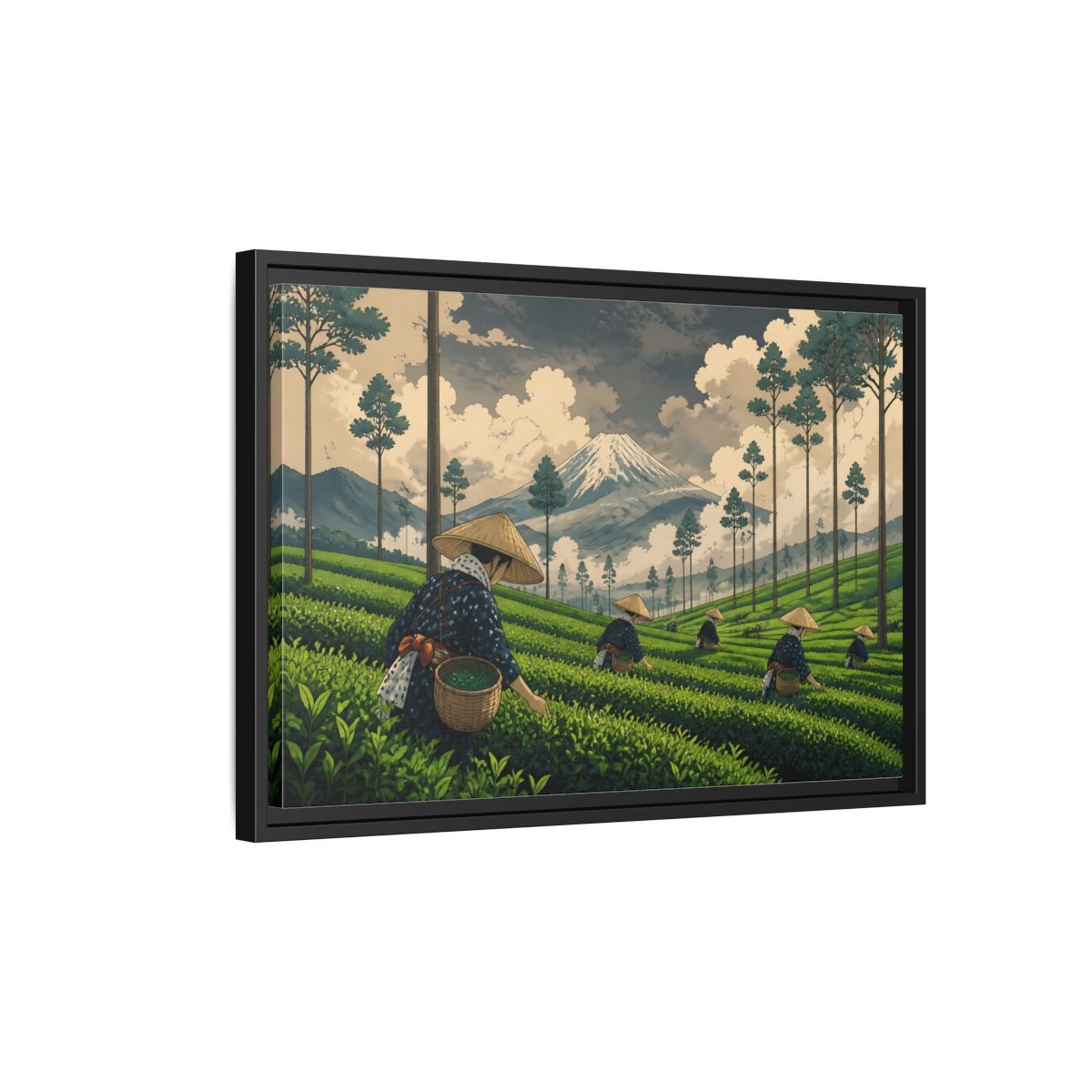 Side Mockup 3. Mountain Tea Harvest shown as framed canvas print