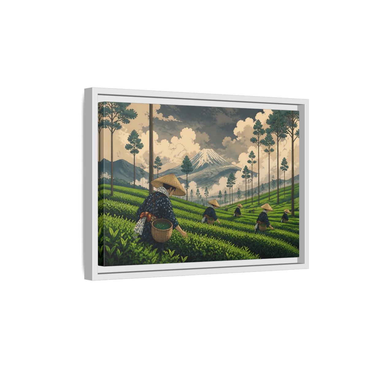 Side Mockup 4. Mountain Tea Harvest shown as framed canvas print