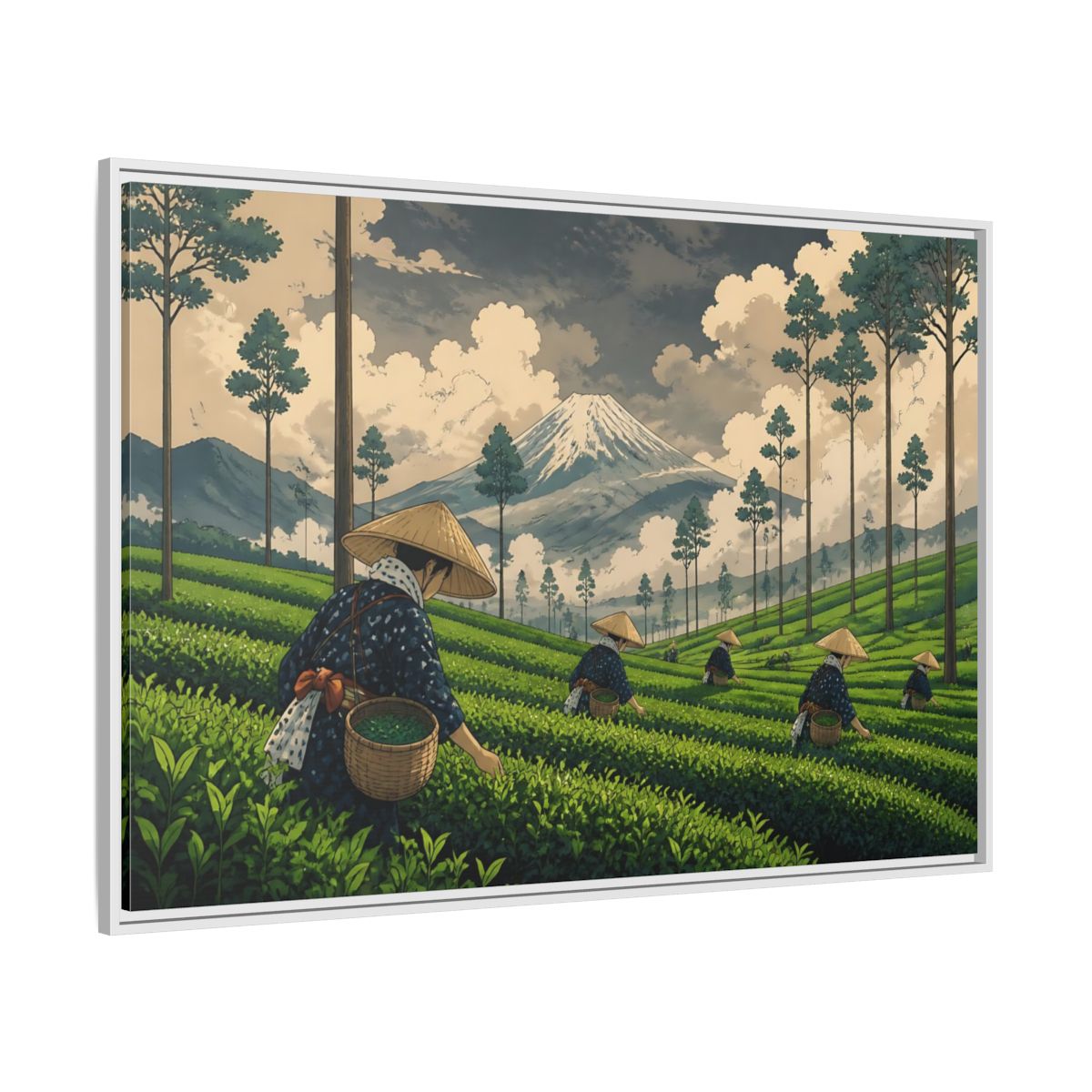 Side Mockup 7. Mountain Tea Harvest shown as framed canvas print