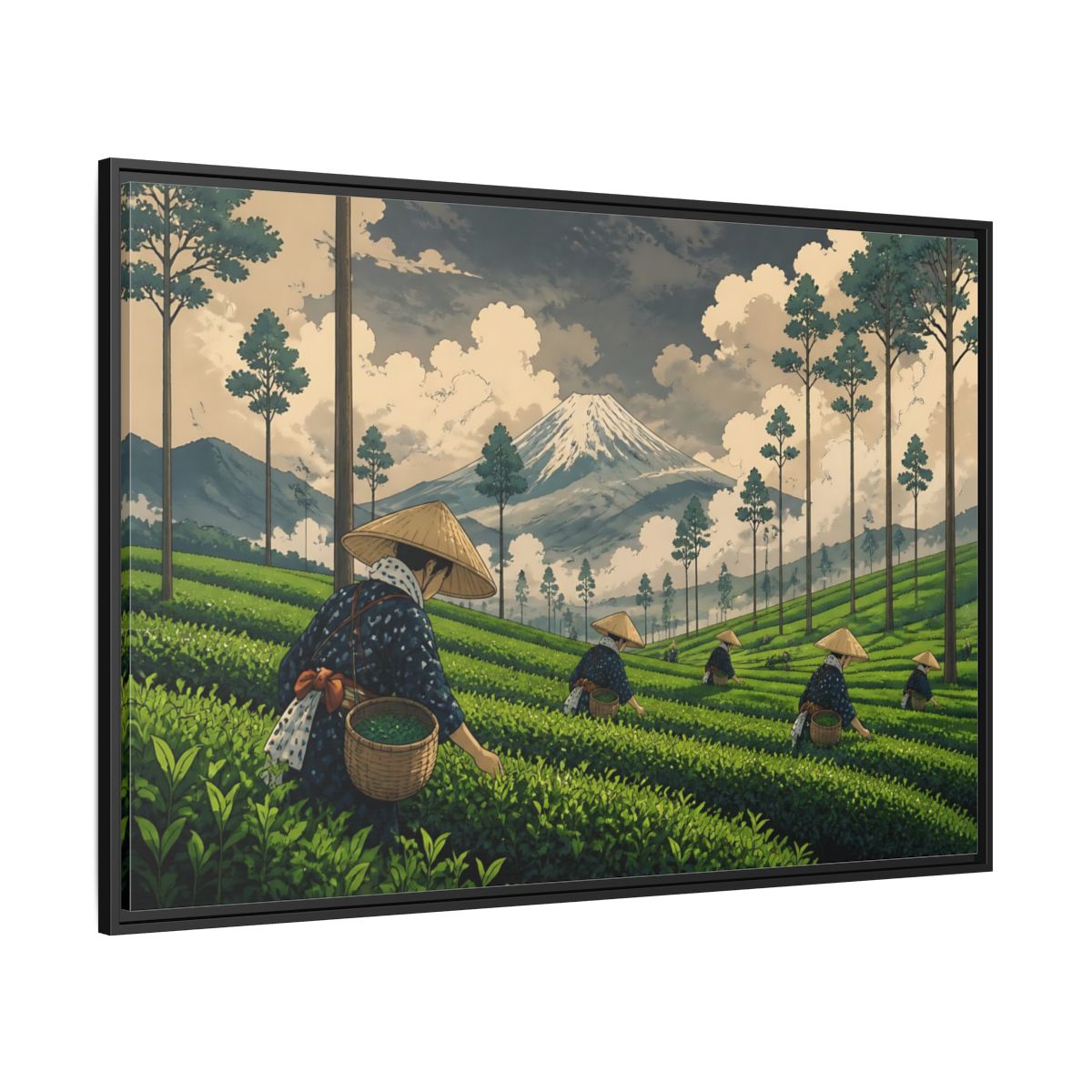 Side Mockup 12. Mountain Tea Harvest shown as framed canvas print