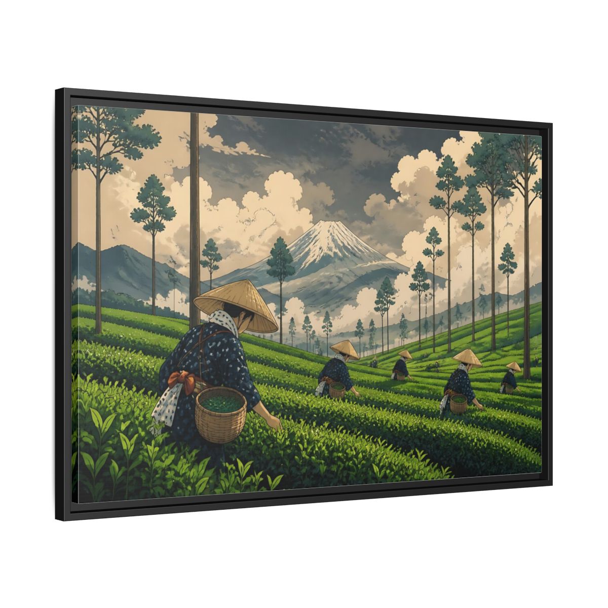 Side Mockup 13. Mountain Tea Harvest shown as framed canvas print