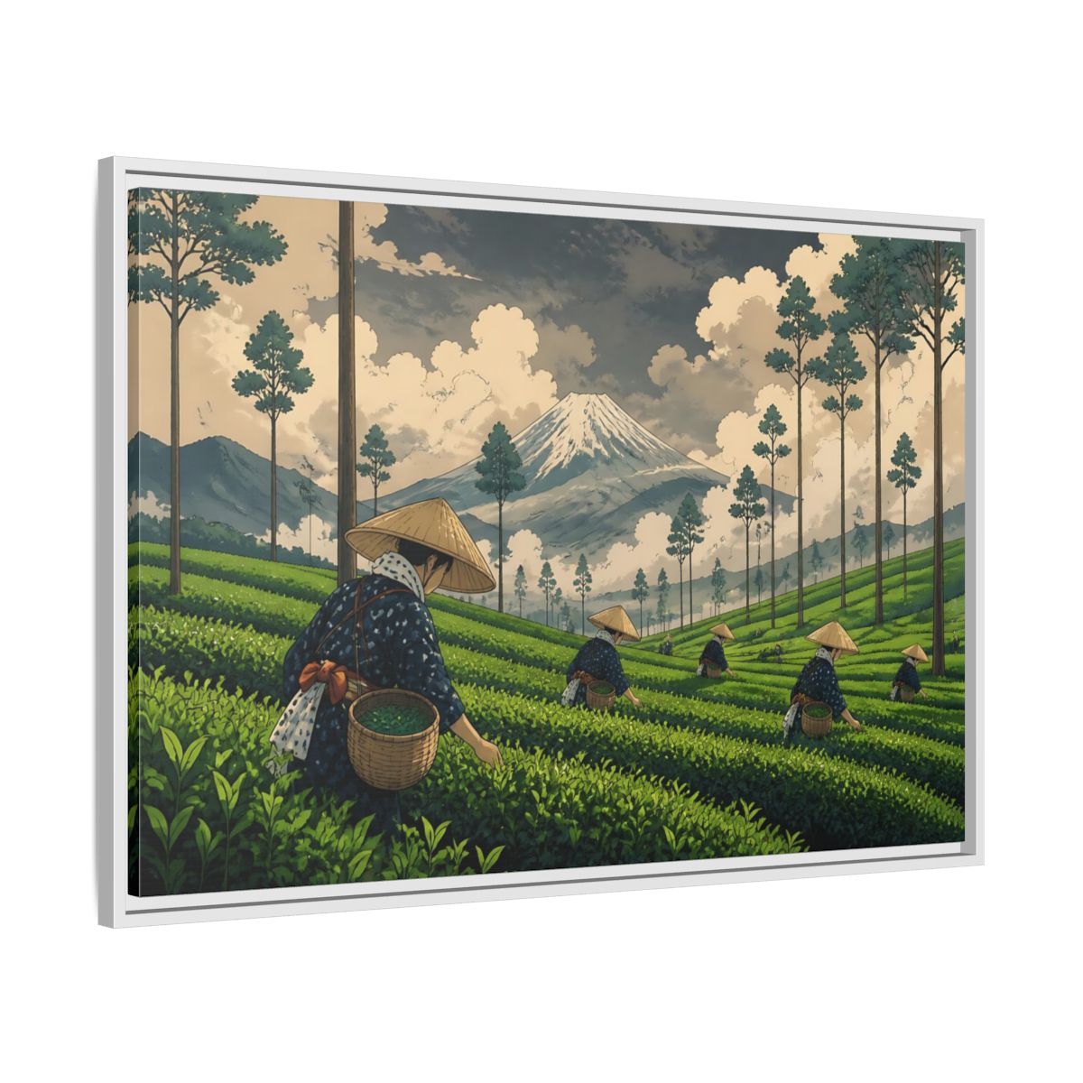 Side Mockup 9. Mountain Tea Harvest shown as framed canvas print