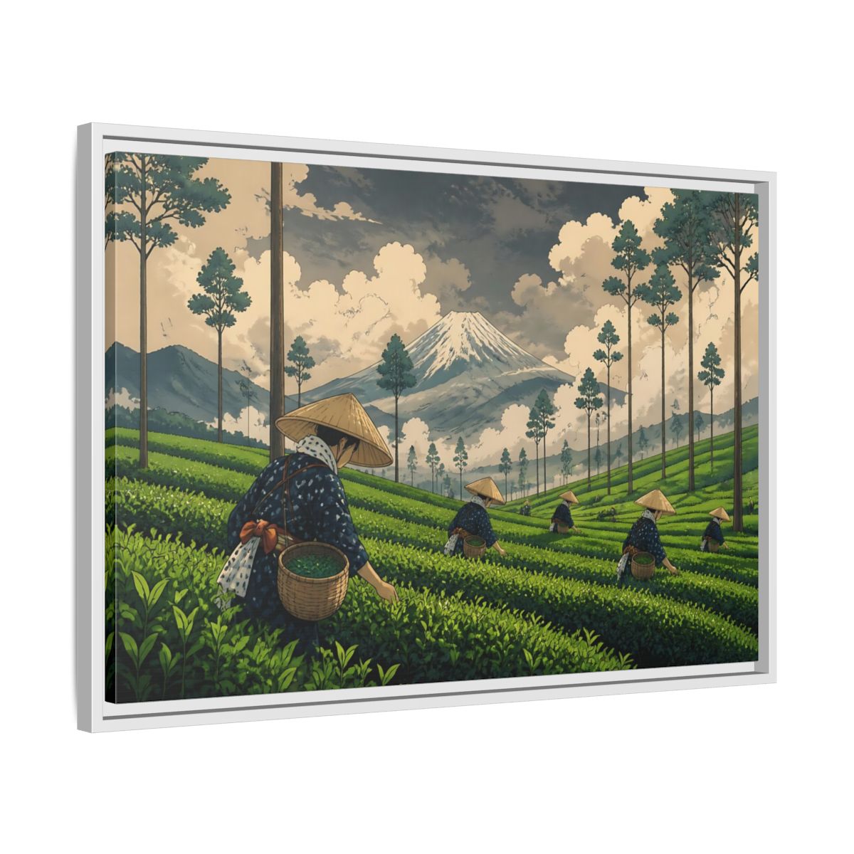 Side Mockup 10. Mountain Tea Harvest shown as framed canvas print