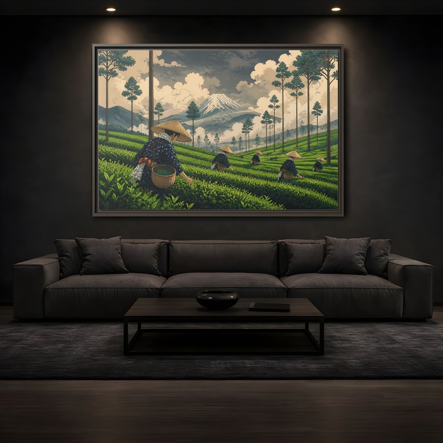 Mockup 3. Mountain Tea Harvest shown as framed canvas print