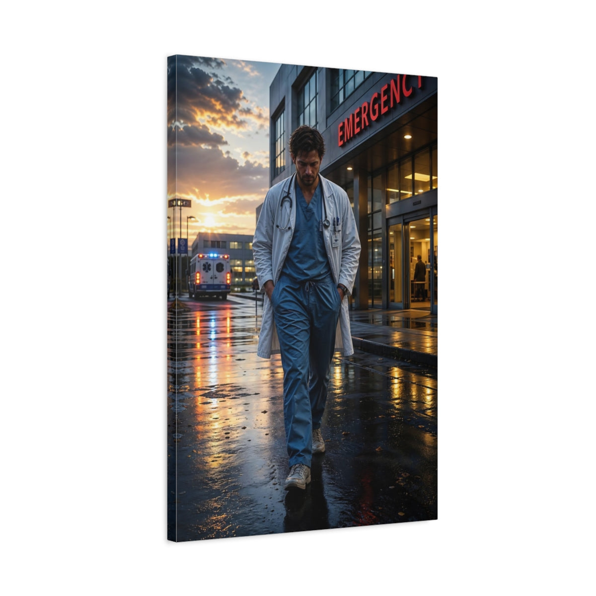 Movies Doctor At Sunset Canvas Wall Art Print - Dramatic Office, Study Area shown as canvas wall art