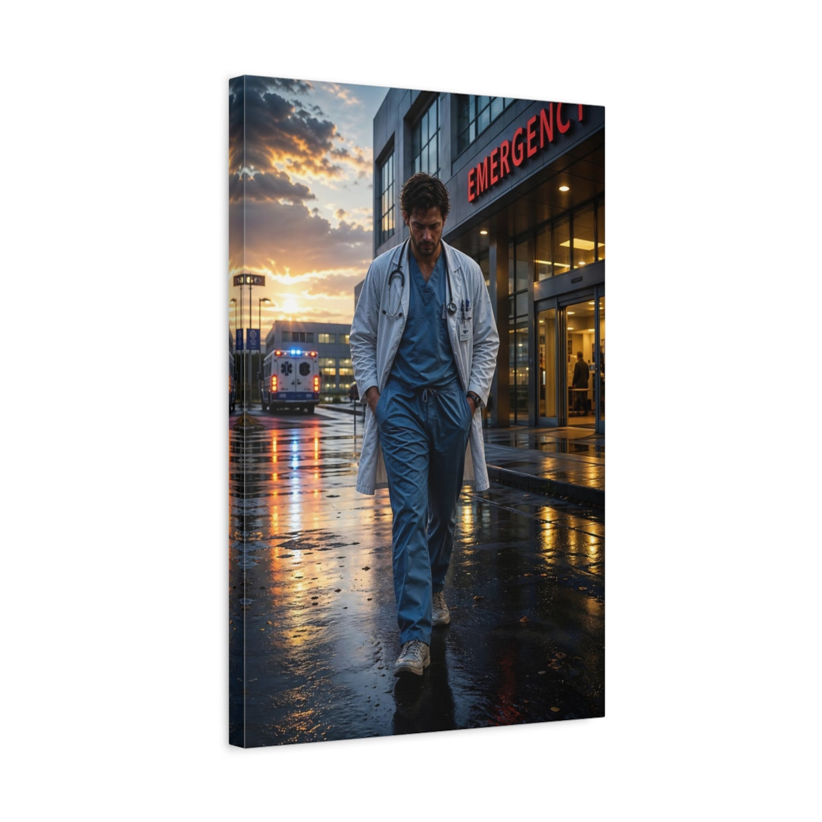 Movies Doctor At Sunset Canvas Wall Art Print - Dramatic Office, Study Area shown as canvas wall art