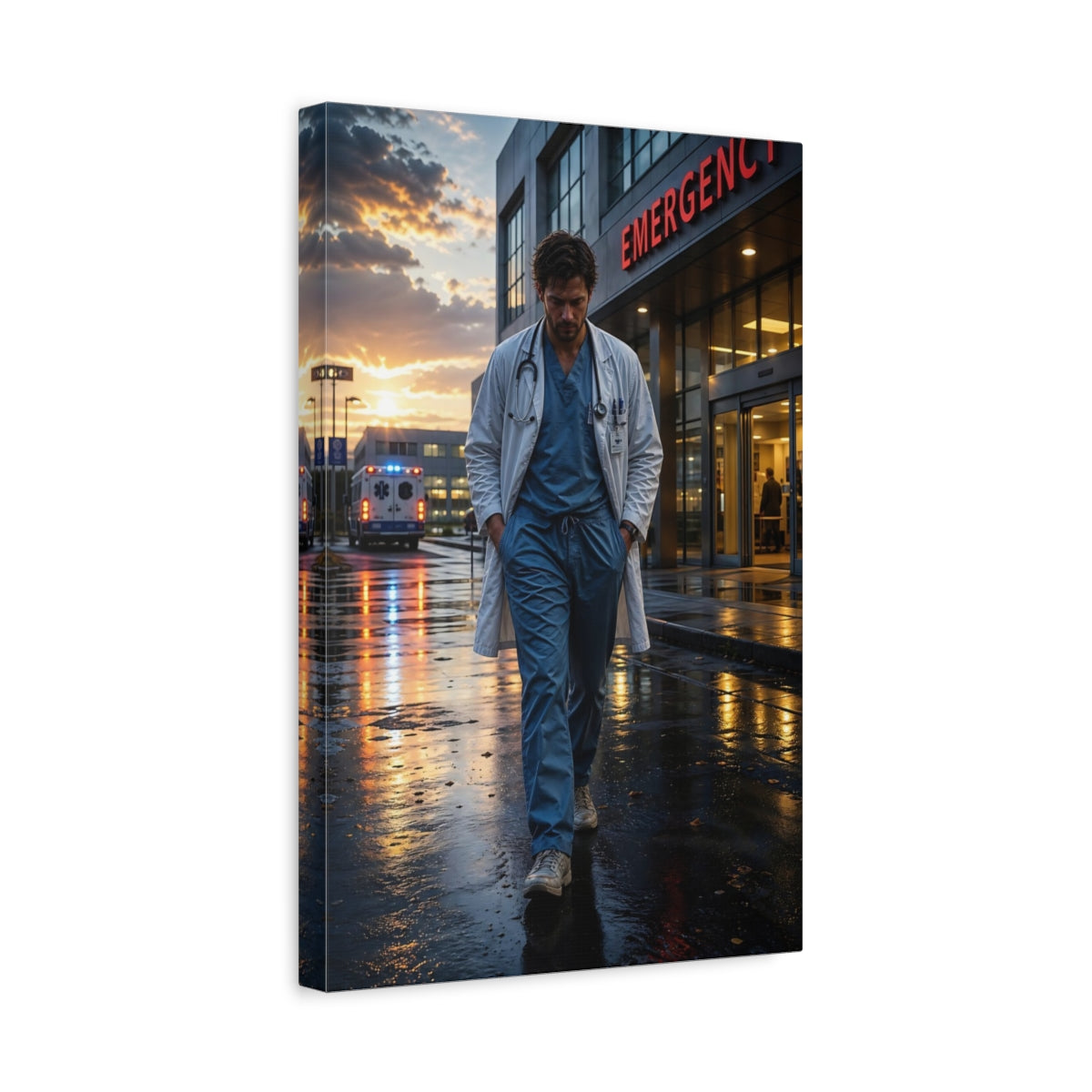 Movies Doctor At Sunset Canvas Wall Art Print - Dramatic Office, Study Area shown as canvas wall art