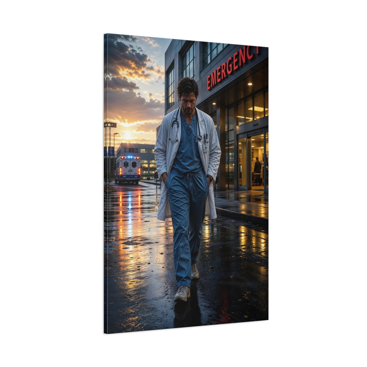Movies Doctor At Sunset Canvas Wall Art Print - Dramatic Office, Study Area shown as canvas wall art