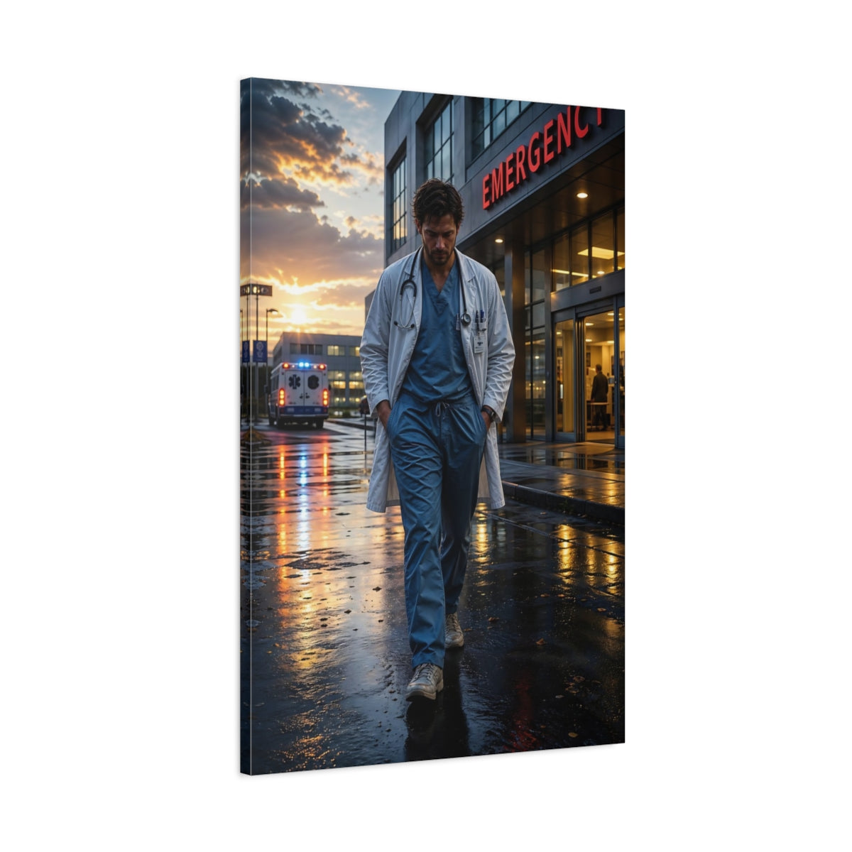 Movies Doctor At Sunset Canvas Wall Art Print - Dramatic Office, Study Area shown as canvas wall art